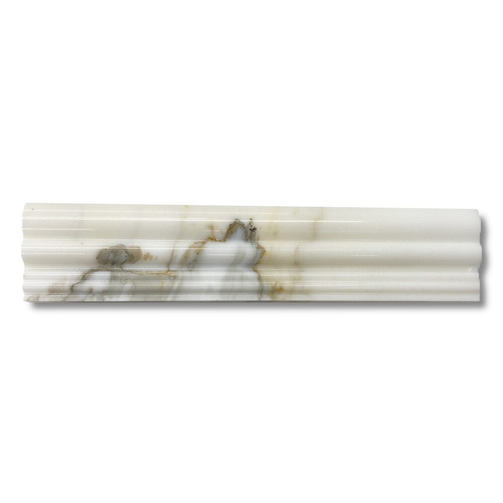 G14P Calacatta Gold Calcutta Marble 2-1/2×12 Chair Rail Trim Molding Polish