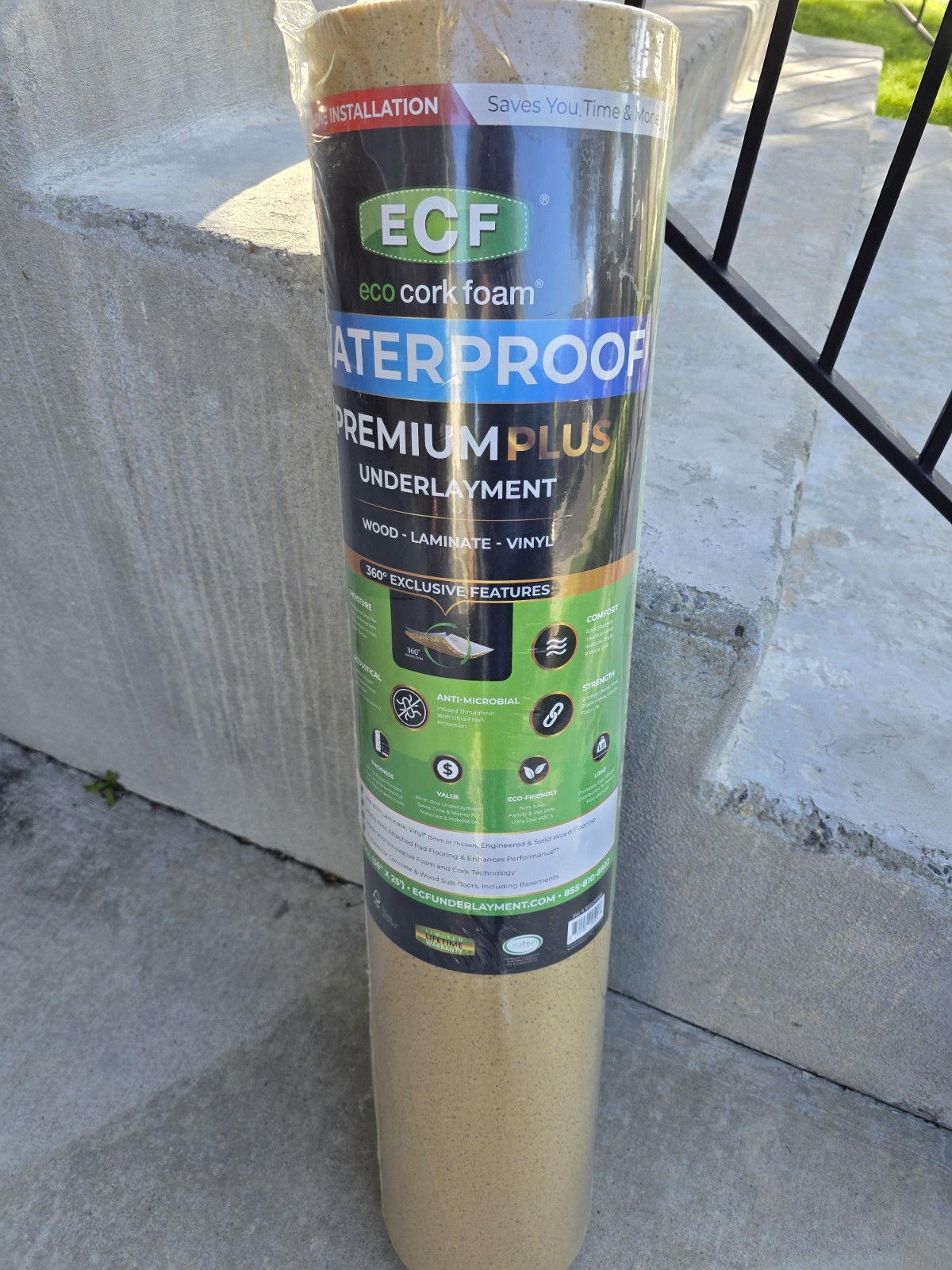 ECF Eco cork foam UNDERLAYMENT for Laminate / flooring floor 36″ x 25′ 75 Sqft