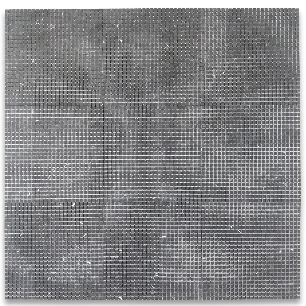 N21XH Nero Marquina Black Marble 3/8×3/8 Square Mosaic Tile Honed