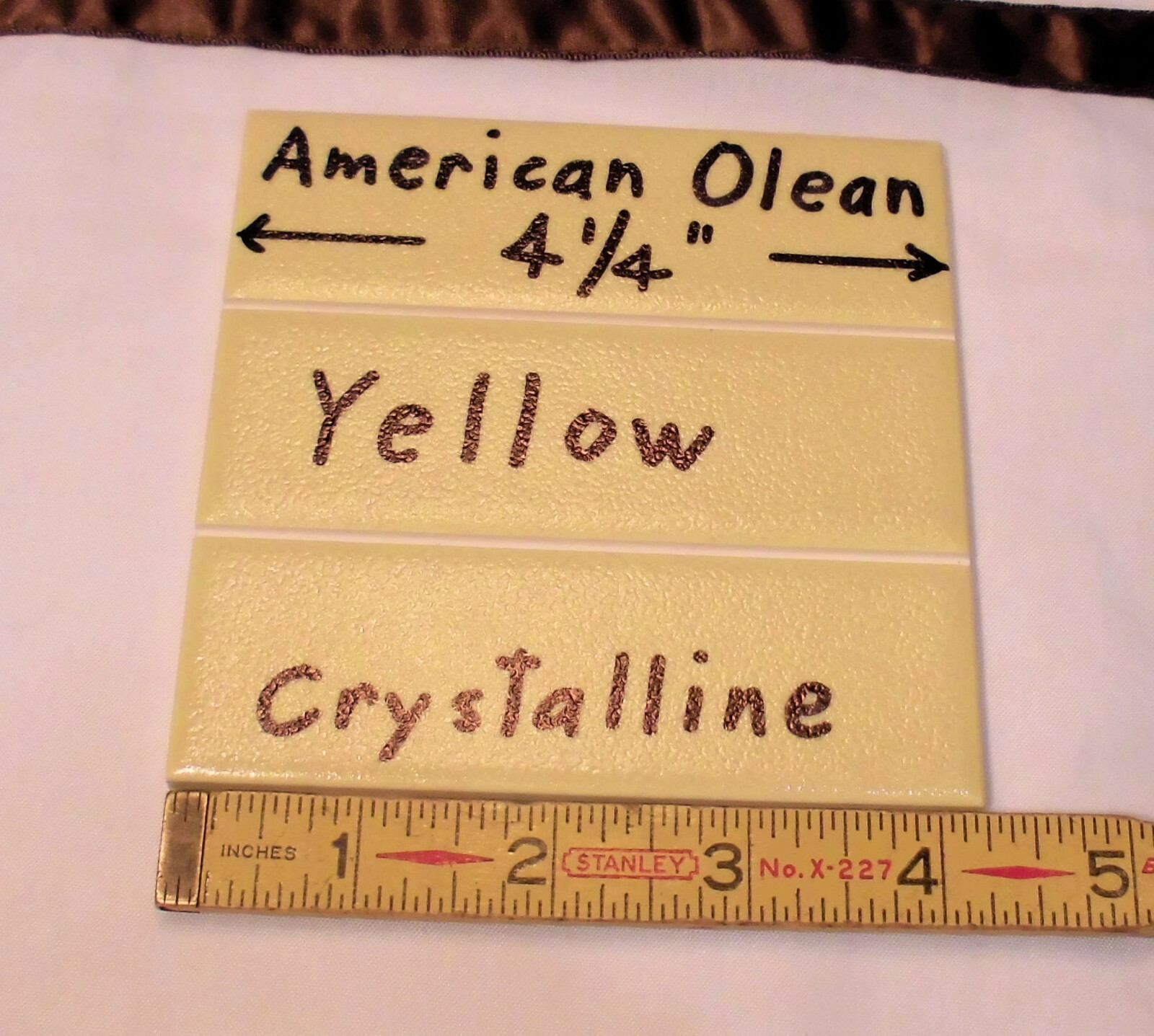 2 Ceramic Tiles *Yellow* Scored 3rd; Crystalline by American Olean 4-1/4″ NOS