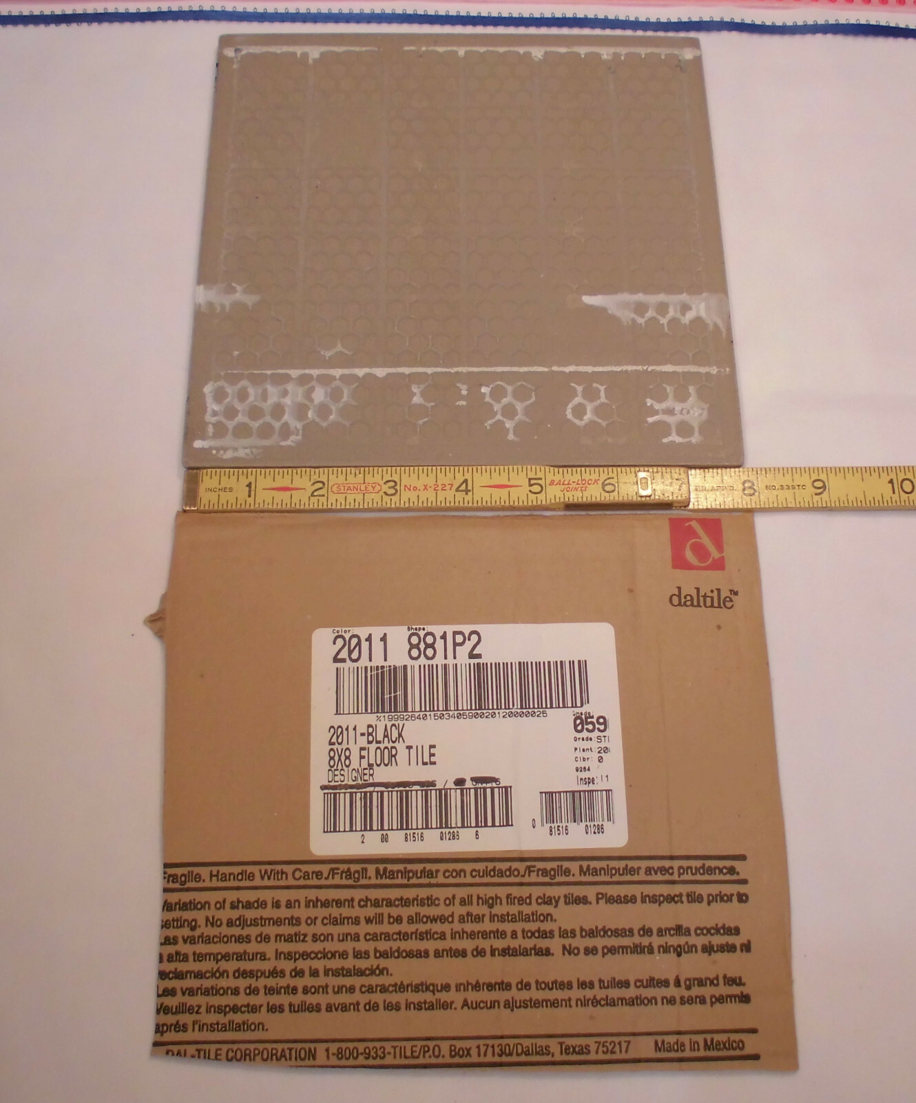 1 pc. *Vintage Solid Black* 8″ X 8″ by Daltile Ceramic/Porcelain Floor Tile NEW