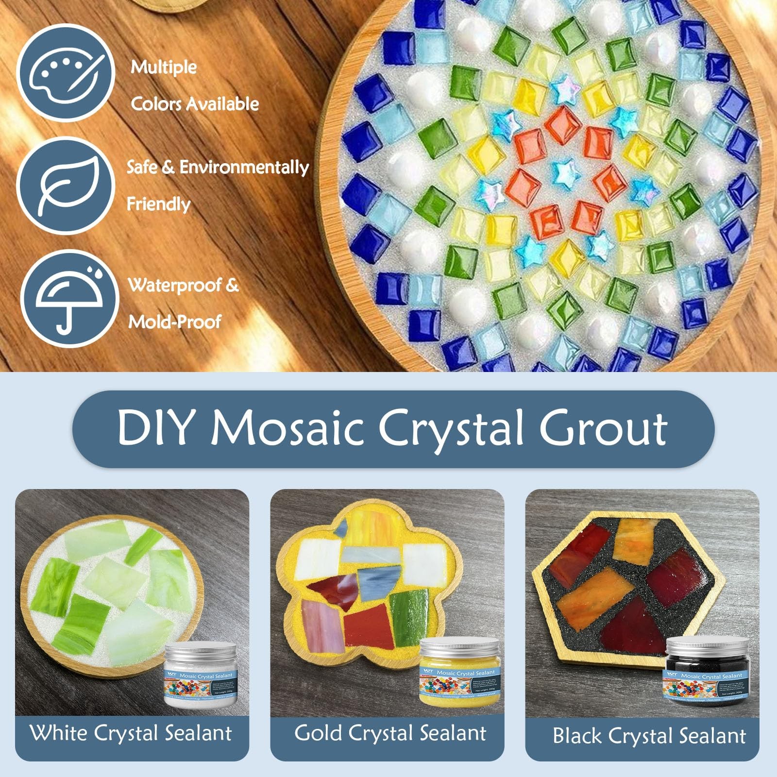 WAN2TLK White Mosaic Crystal Grout 400g, Mosaics Tile Tools, No Need to add W…