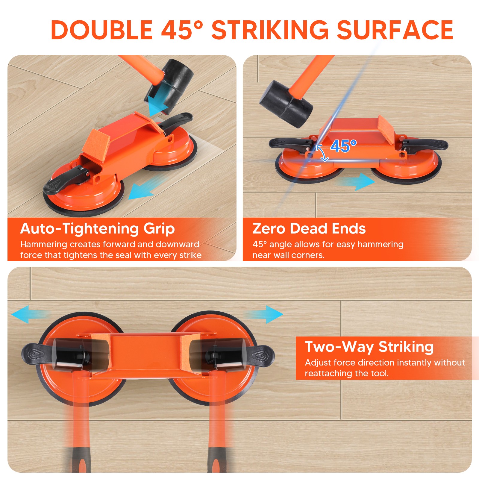 Heavy Duty Floor Gap Fixer Tool, 45° Striking Surface Floor Gap Repair Tool with