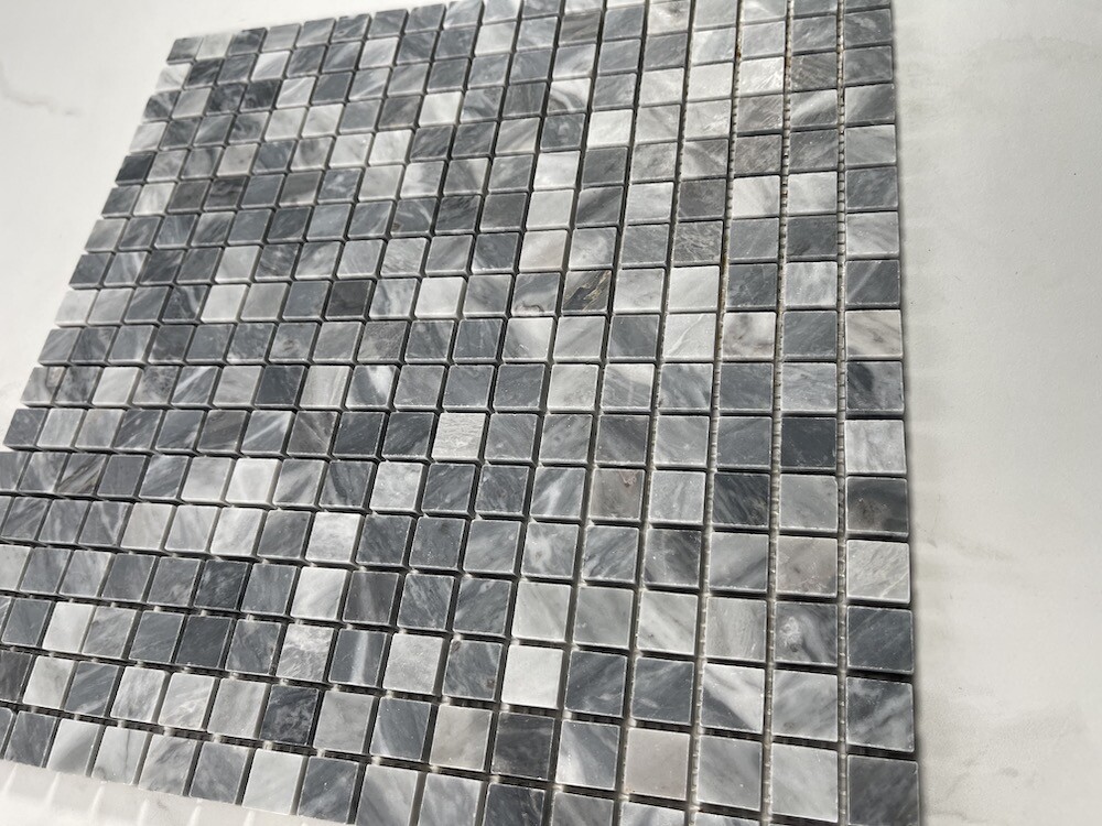 K22XH Bardiglio Gray Marble Square Mosaic Tile Honed 5/8×5/8 Grid