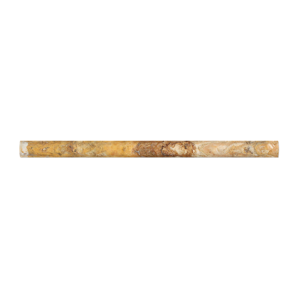 Scabos Travertine 3/4″ X 12″ Bullnose Liner Trim Molding, Honed