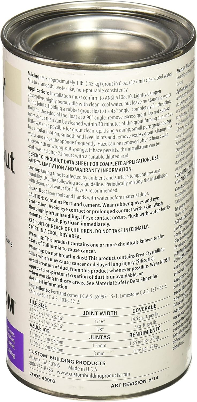 Building Product WDG1 1lb White Non-Sanded Tile Grout