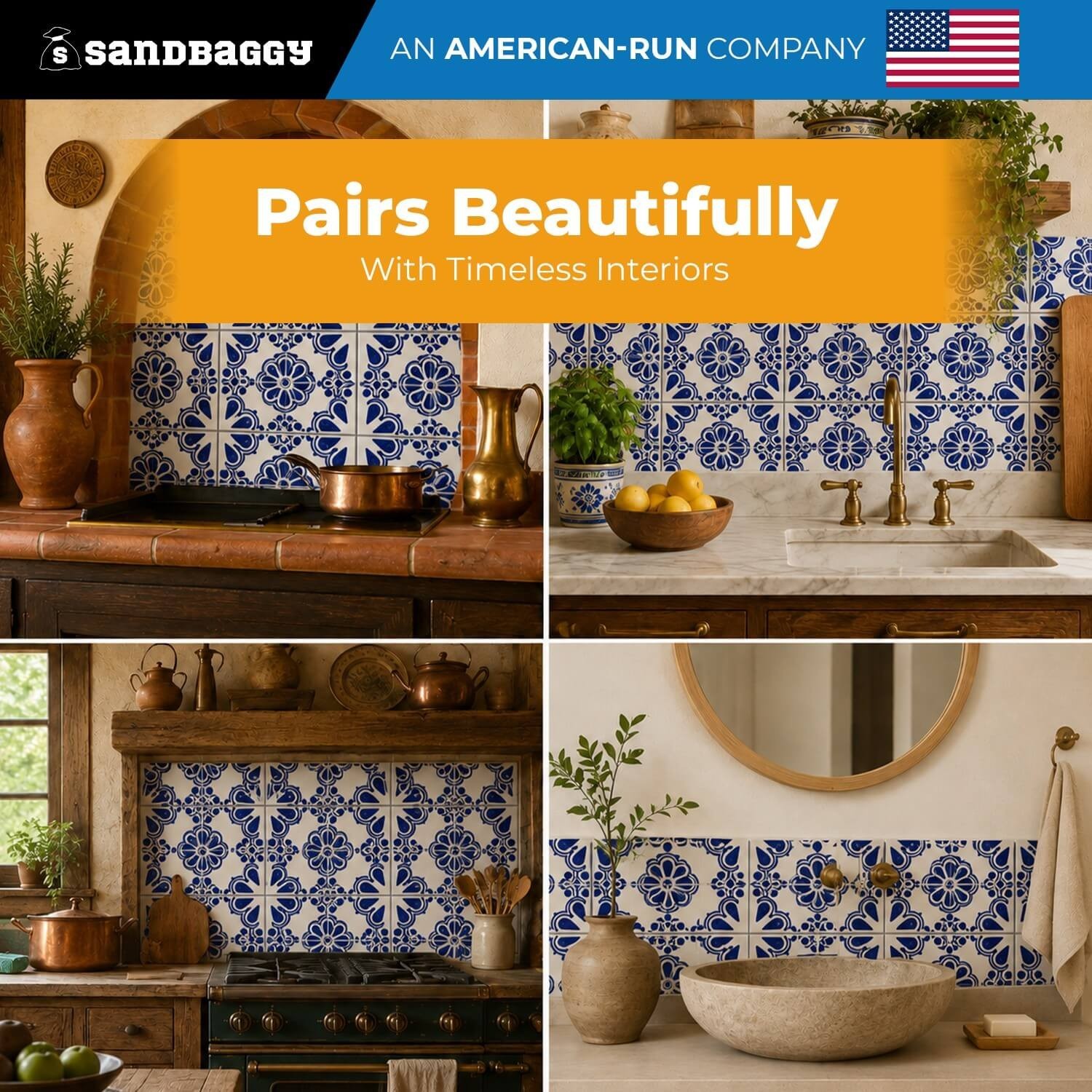 Cobalt Rosette Medallion Talavera Tile 4.25” x 4.25” | Handmade Mexican Tile