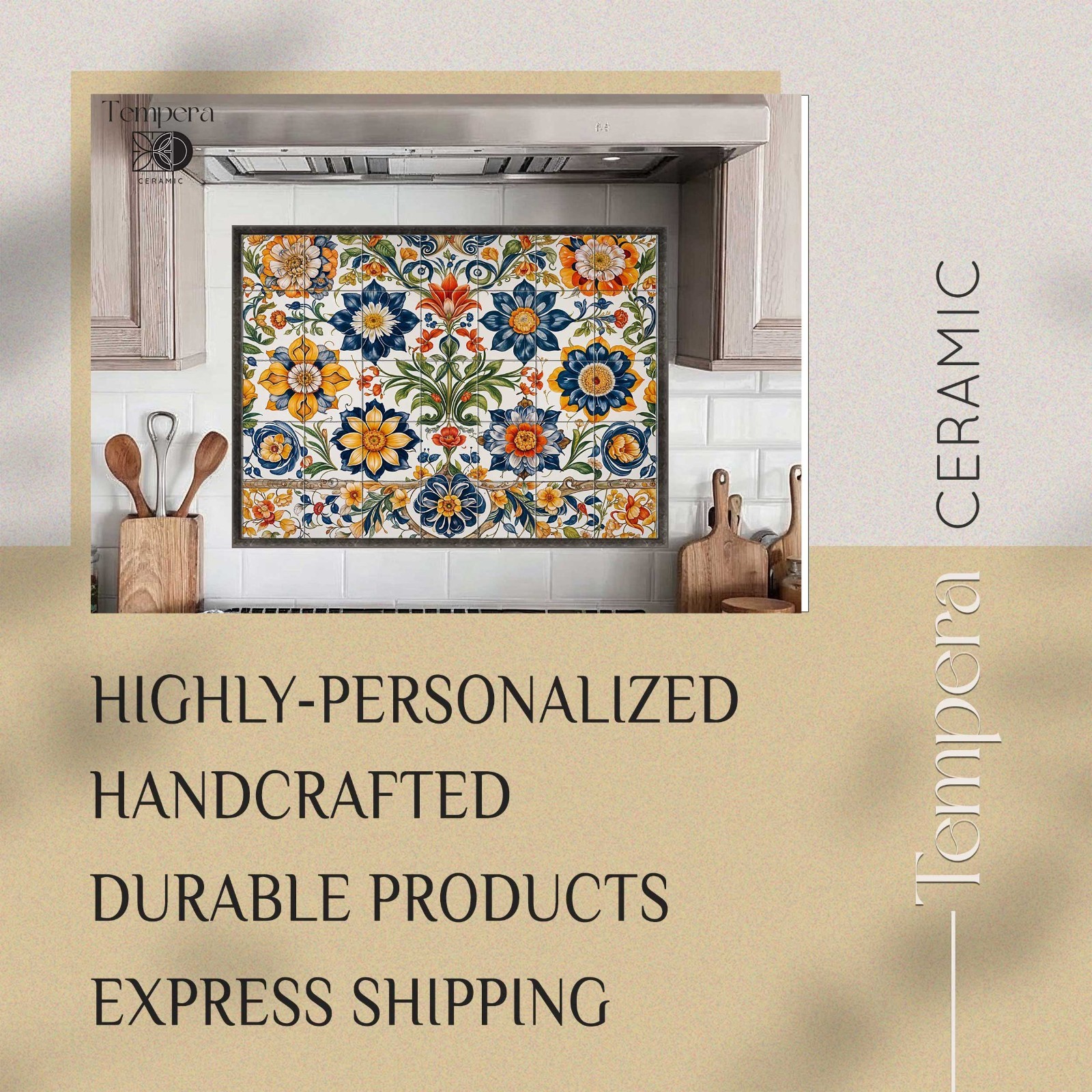 Mexican style ceramic tiles, backsplash tiles, floral tile pattern, stove tiles
