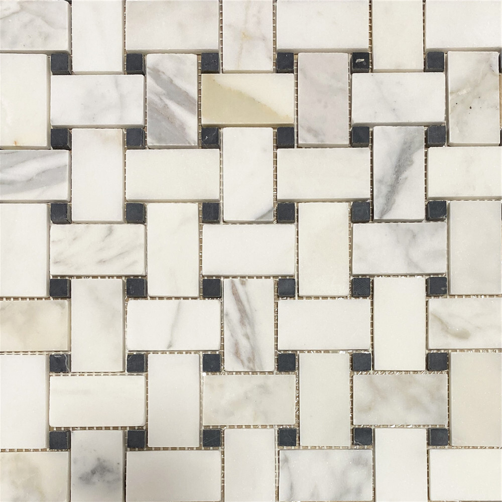 G651XH Calacatta Gold Calcutta Marble 1×2 Basketweave Mosaic Tile Honed