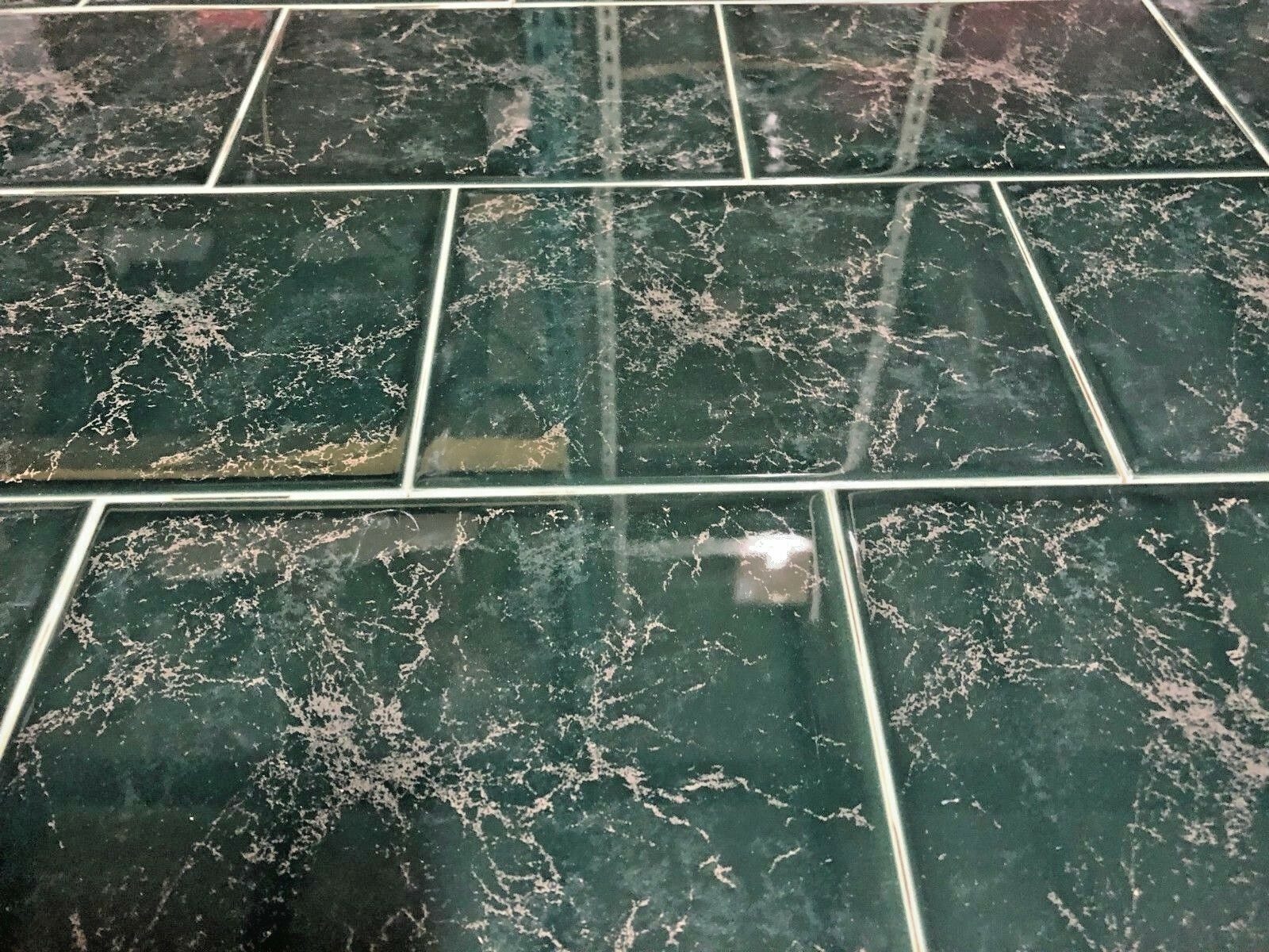 Pine Ceramic Tile Green 6×8* Brite Bath Remodel Marbleized Wall (45 SQ FT)