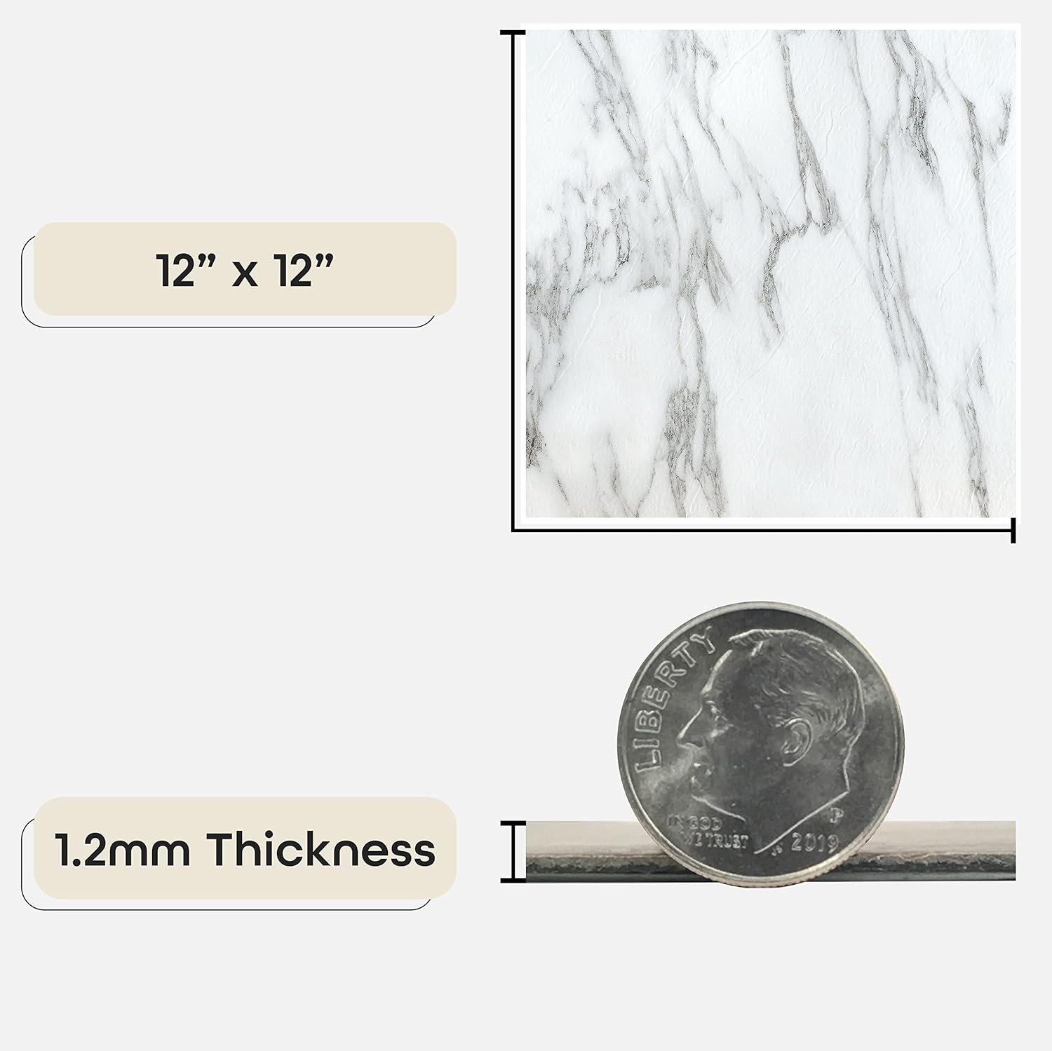 20 Bianco Marble Peel and Stick Vinyl Floor Tiles DIY Home Renovation