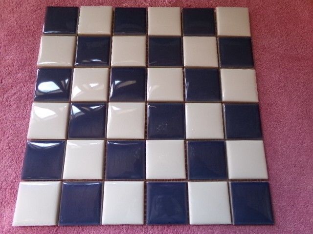 1 Case Equipe Floor Wall Blue & Wh. Checkered Ceramic Tiles Mosaic 10 Sq Ft 12″