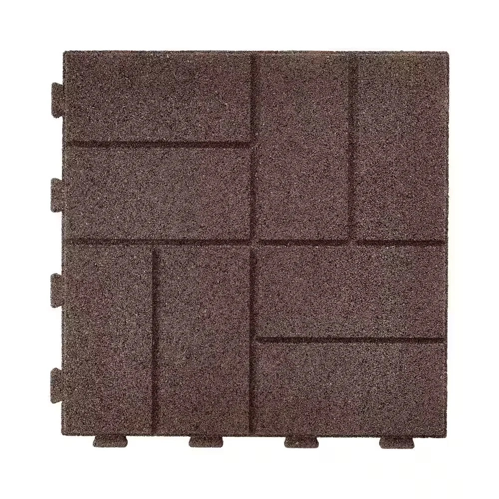 16 in x 16 in Brown SmartLoc Interlocking Rubber Paver 9-Pack DCPV16ILBN9