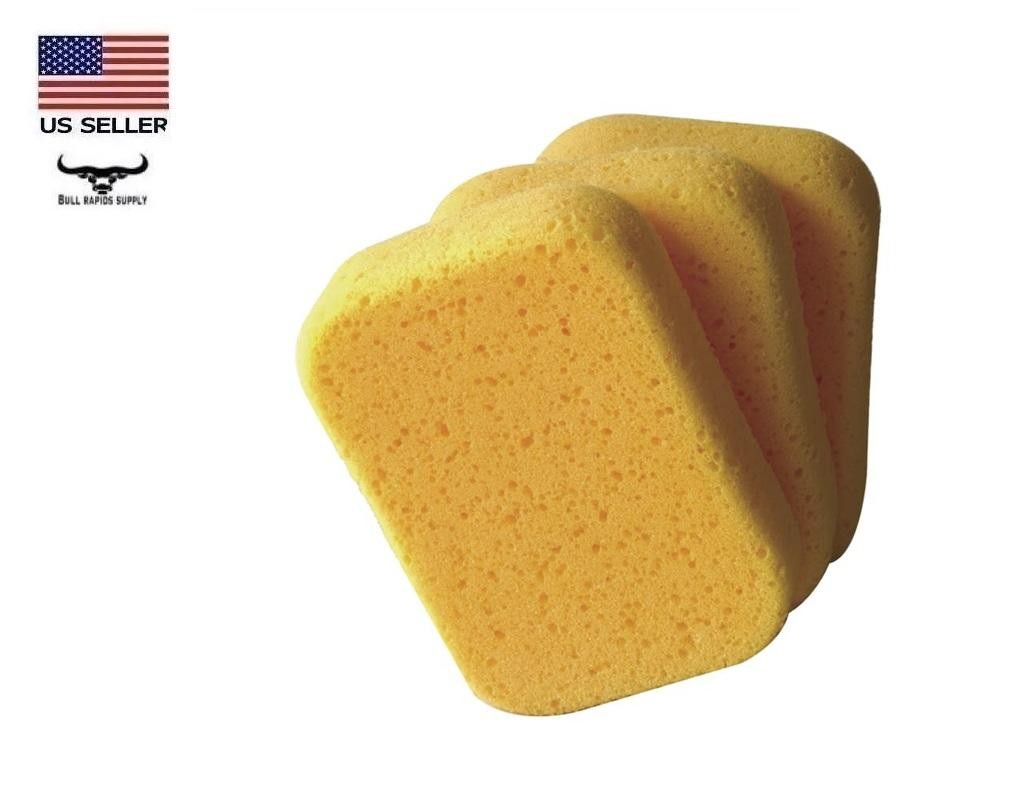 3 Pack Tile Grout Sponge 7-1/2″ x 5-1/4″ x 2″ Professional Heavy Duty