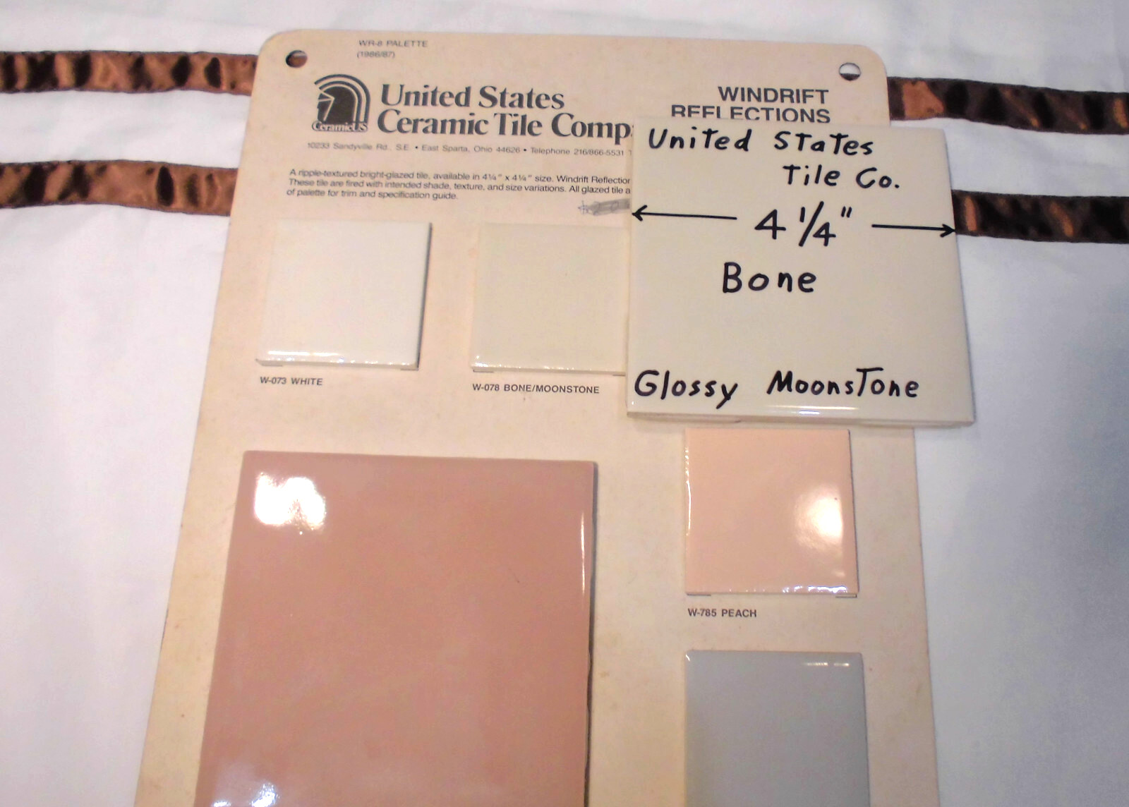 1 pc. Gloss Bone: 4-1/4″ Ceramic Tile New Stock: Bumpy-Ripple Textured Surface