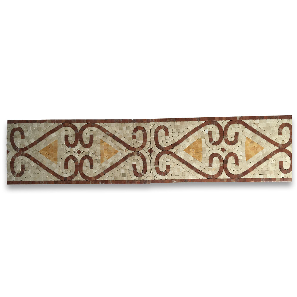 B0014P Marble Mosaic Border Listello Tile Everlasting Rojo 7.1×15.7 Polished