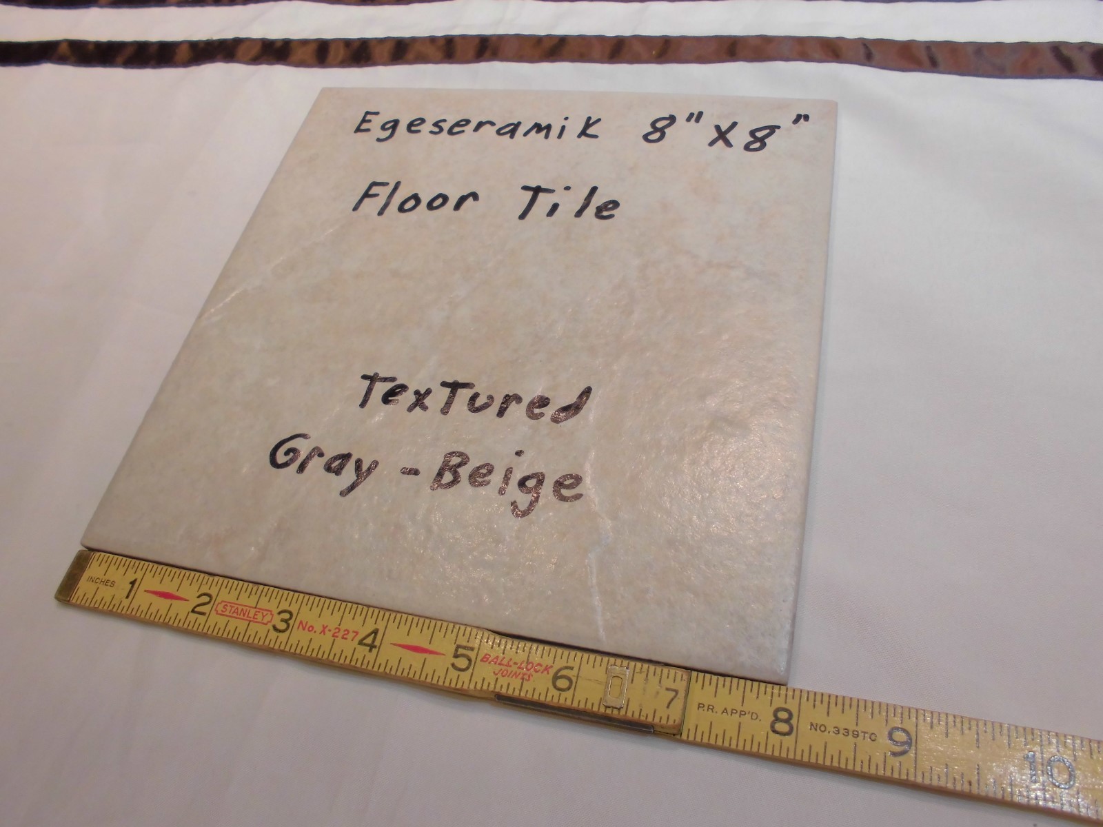 1 pc. Textured *Gray-Beige* Ceramic Floor Tile 8″ X 8″ actual size 7-7/8″
