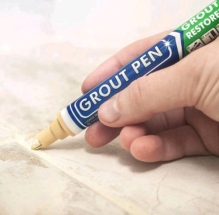 Grout Pen Cream Tile Paint Marker: Waterproof Tile Grout Colorant w/ Extra Tips