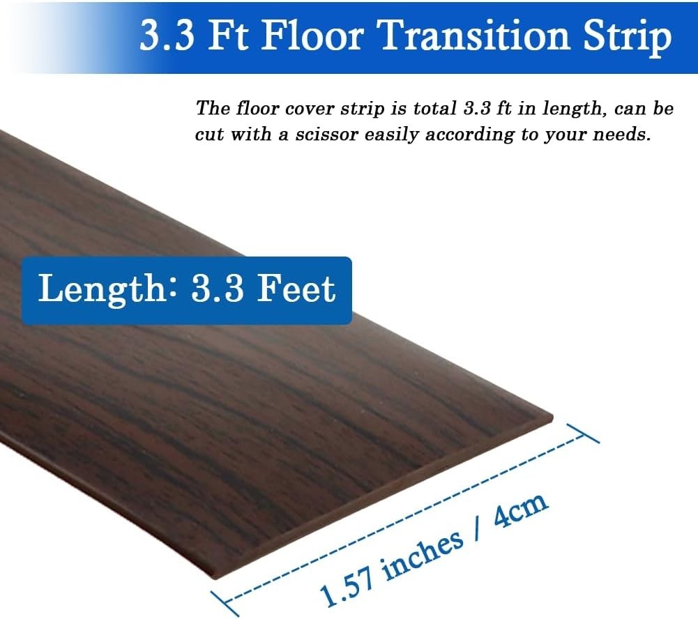 Floor Transition Strip Self Adhesive Floor Cover Strips Laminate 1.57″ Wide Viny