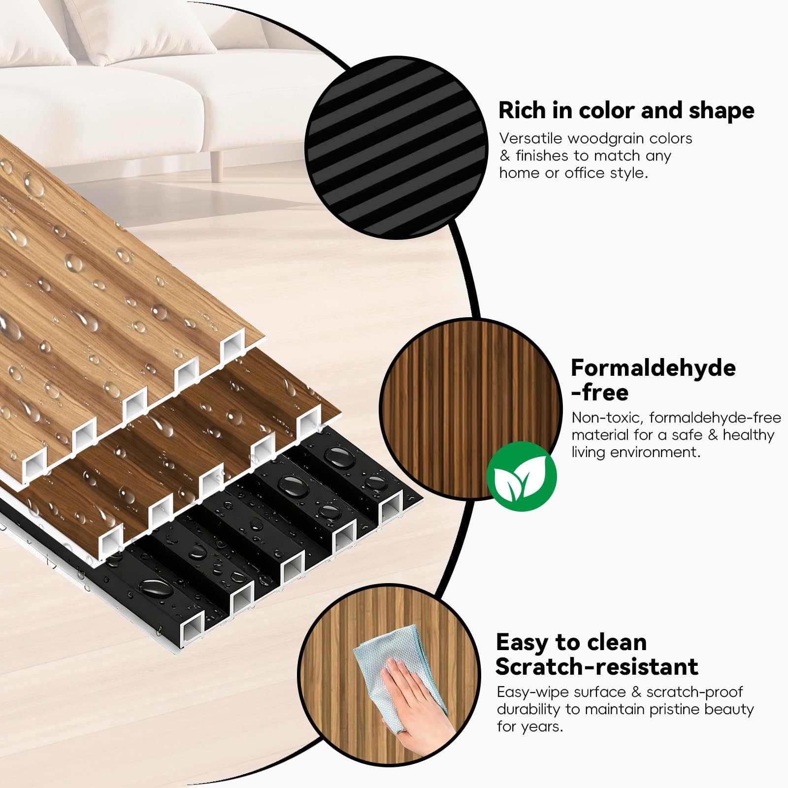 10Pack WPC Slat Wall Panels, 90.6 x 6.6 x 0.9Inches 3D Accent Wall Panels for…