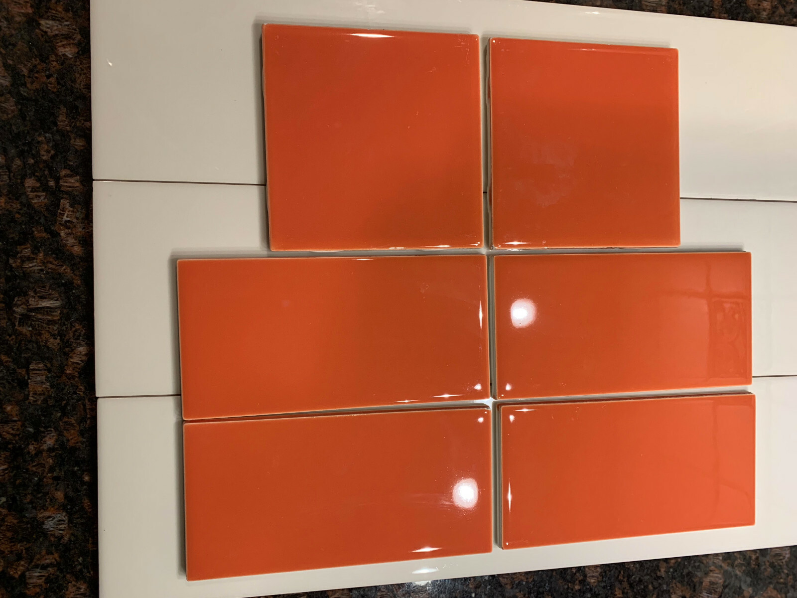 Lot of 8 Tiles Orange Burst Daltile 3×6 Subway QTC136MOD1P Daltile Natural Hues