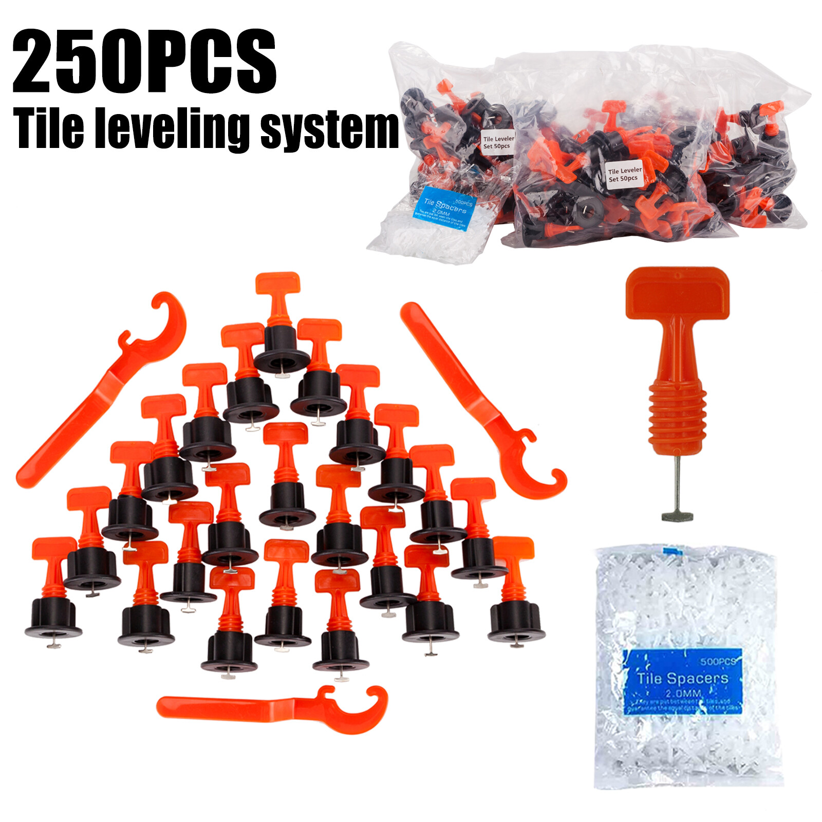 250x Tile Leveling System 1/16″ Reusable Tile Leveling Installation Tools