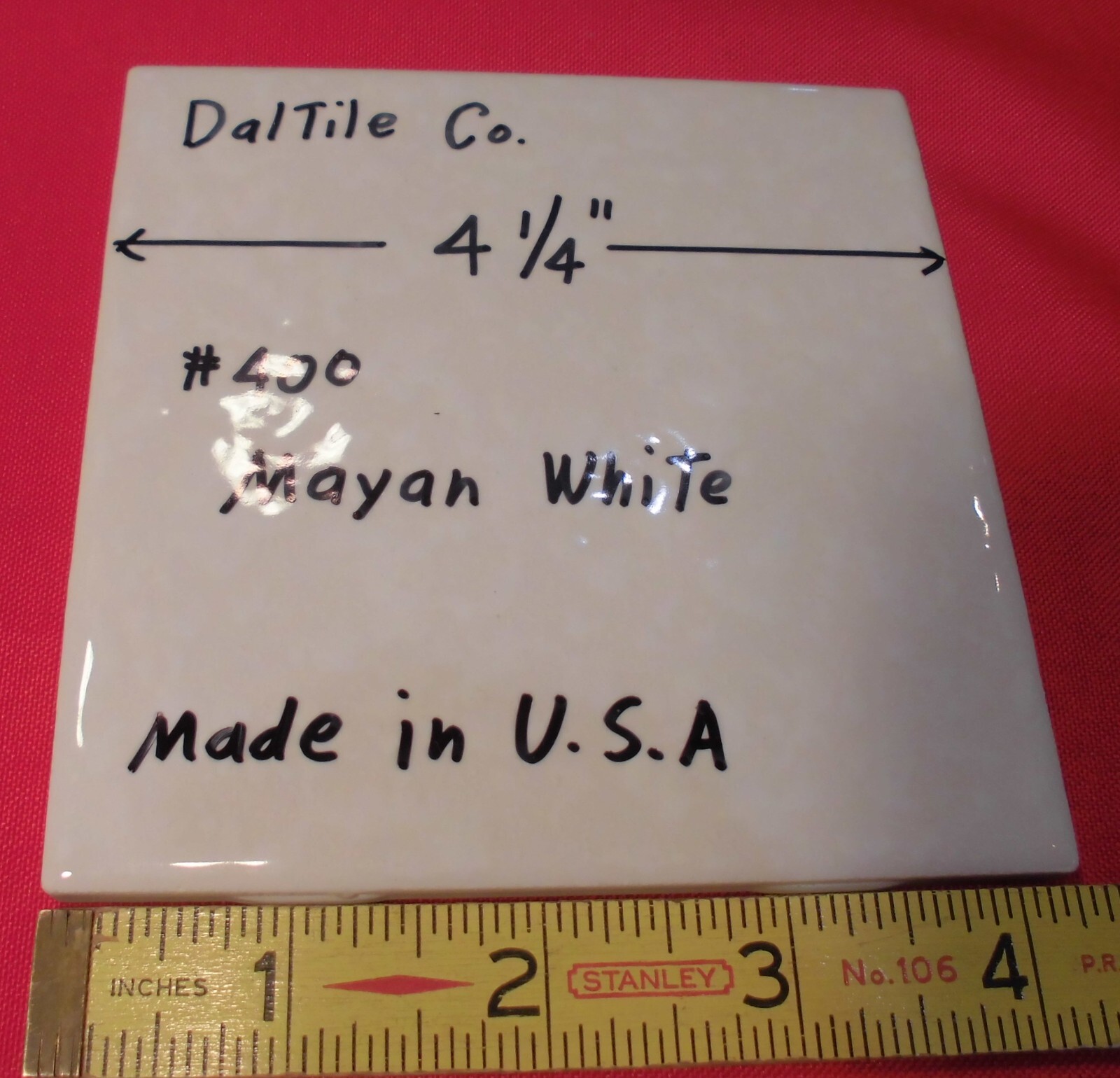 1 pc. Mayan White: Glossy Ceramic Tile by Daltile 4-1/4″ Tiny, Bumpy, Dimple