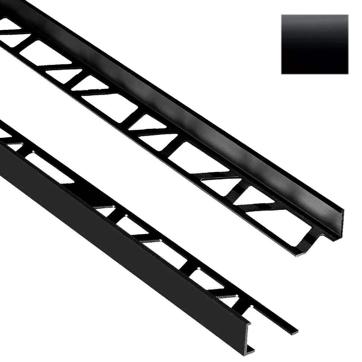 Black Tile Edge Trim 3/8 in. by 8 ft. Aluminum L Angle – Tube of 10