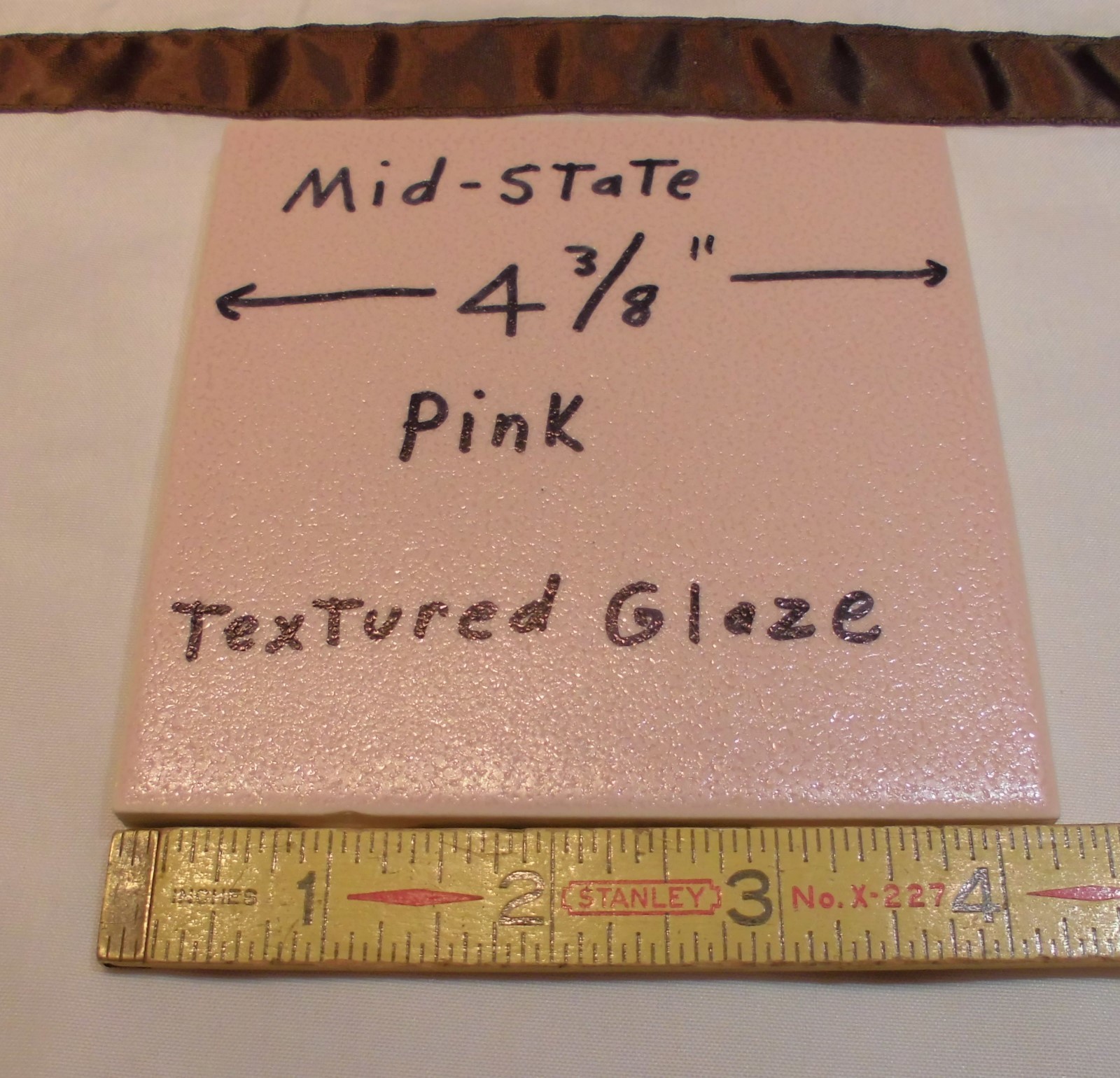 1 pc. Ceramic Tile *Pink Crystal Glazed* by Mid-State Co. 4-3/8″ Crystalline