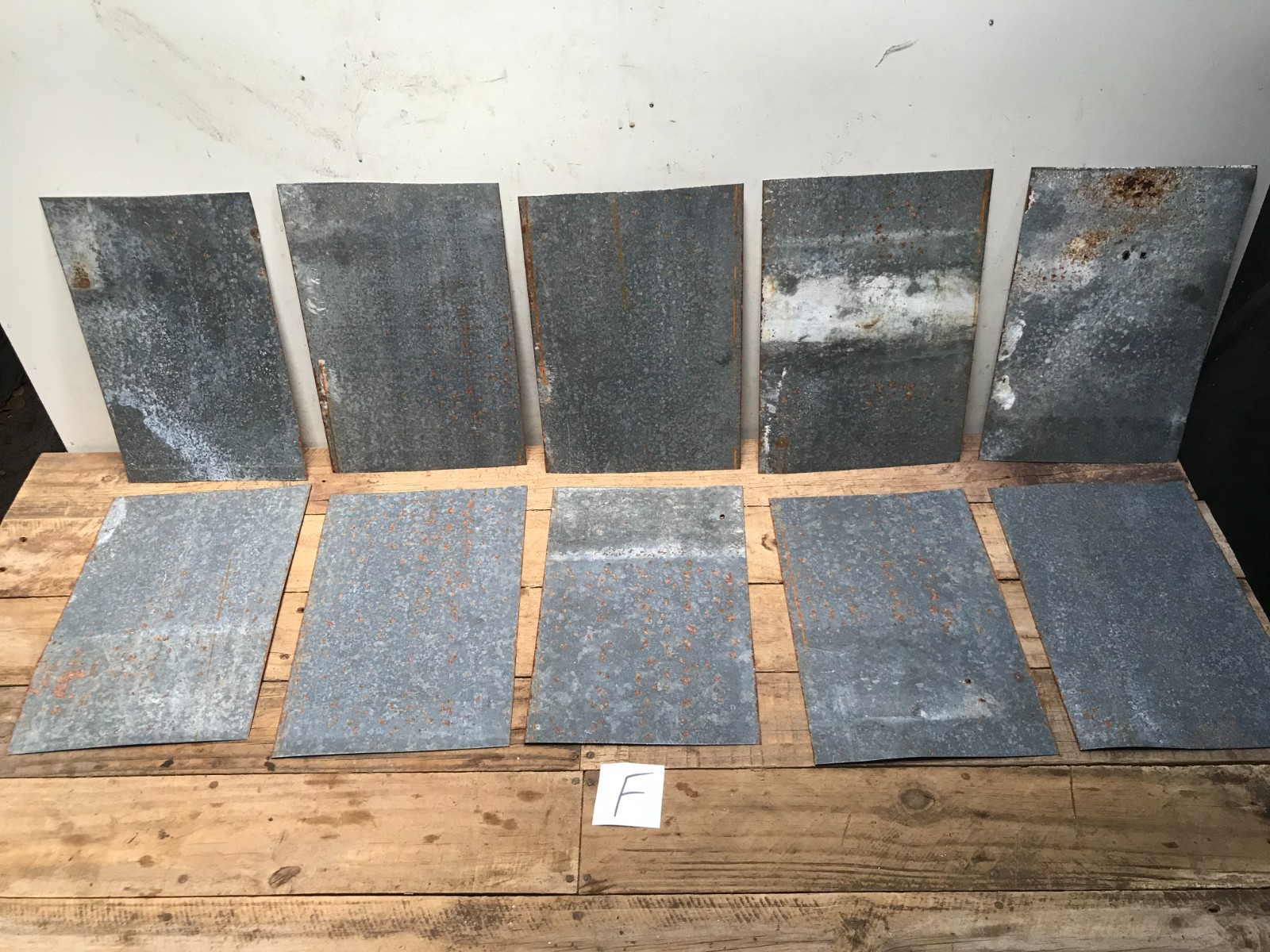 10 Rusty Galvanized Patina Sheet Metal 12″ x 7 1/2 – 8″ Wall Tile Art Garden (F)