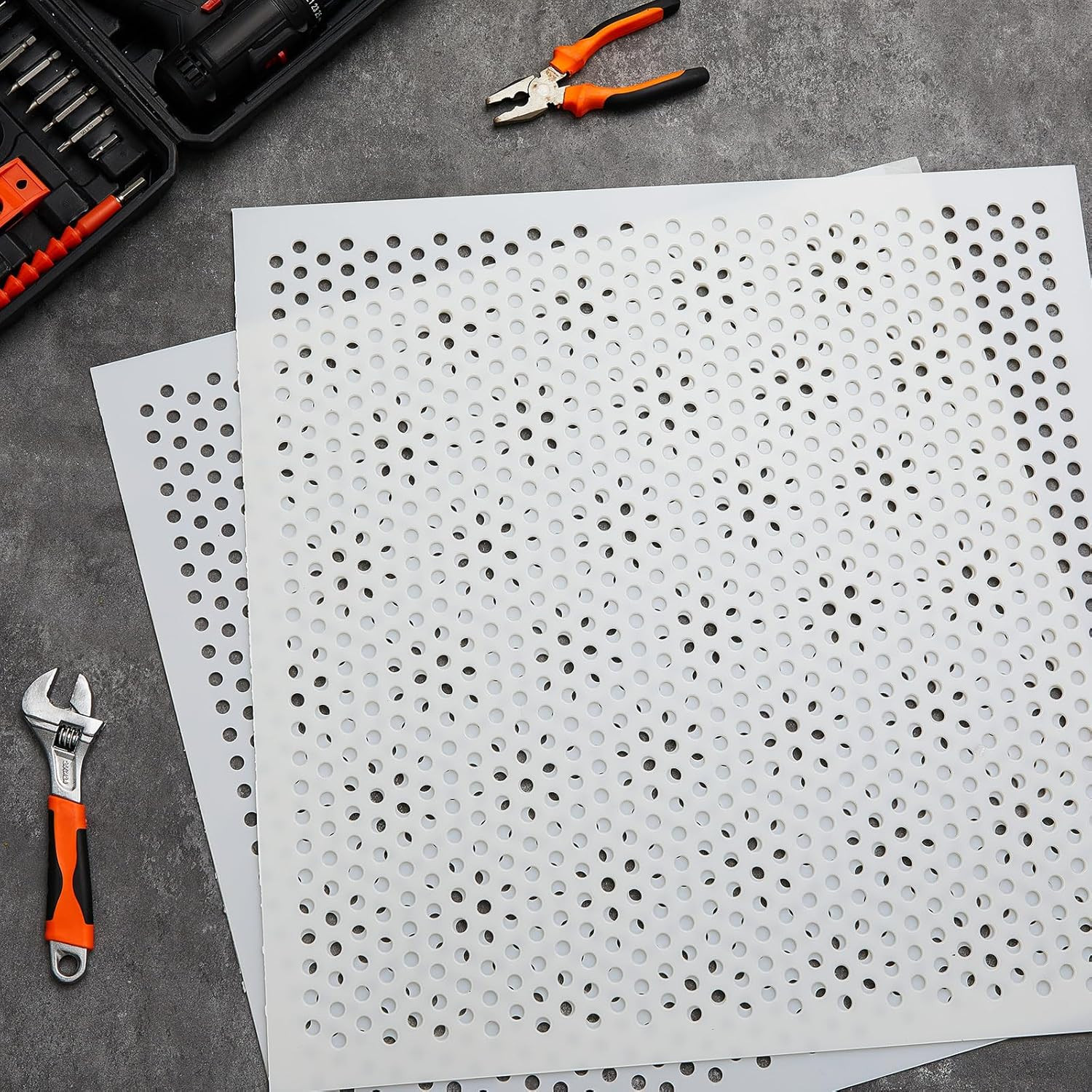 2 Pack 2′ X 2′ Plastic Perforated Tiles with 3/8″ Holes 24″ X 24″ White Drop Cei