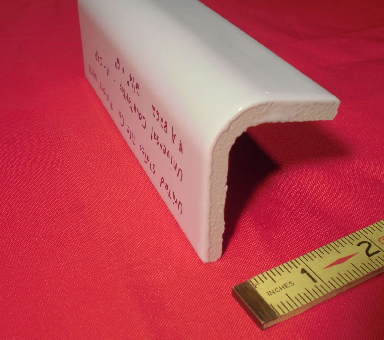 1 pc. Gloss White #U-073: V-Cap Ceramic Trim Countertop Tile: Reversable, U.S.A.