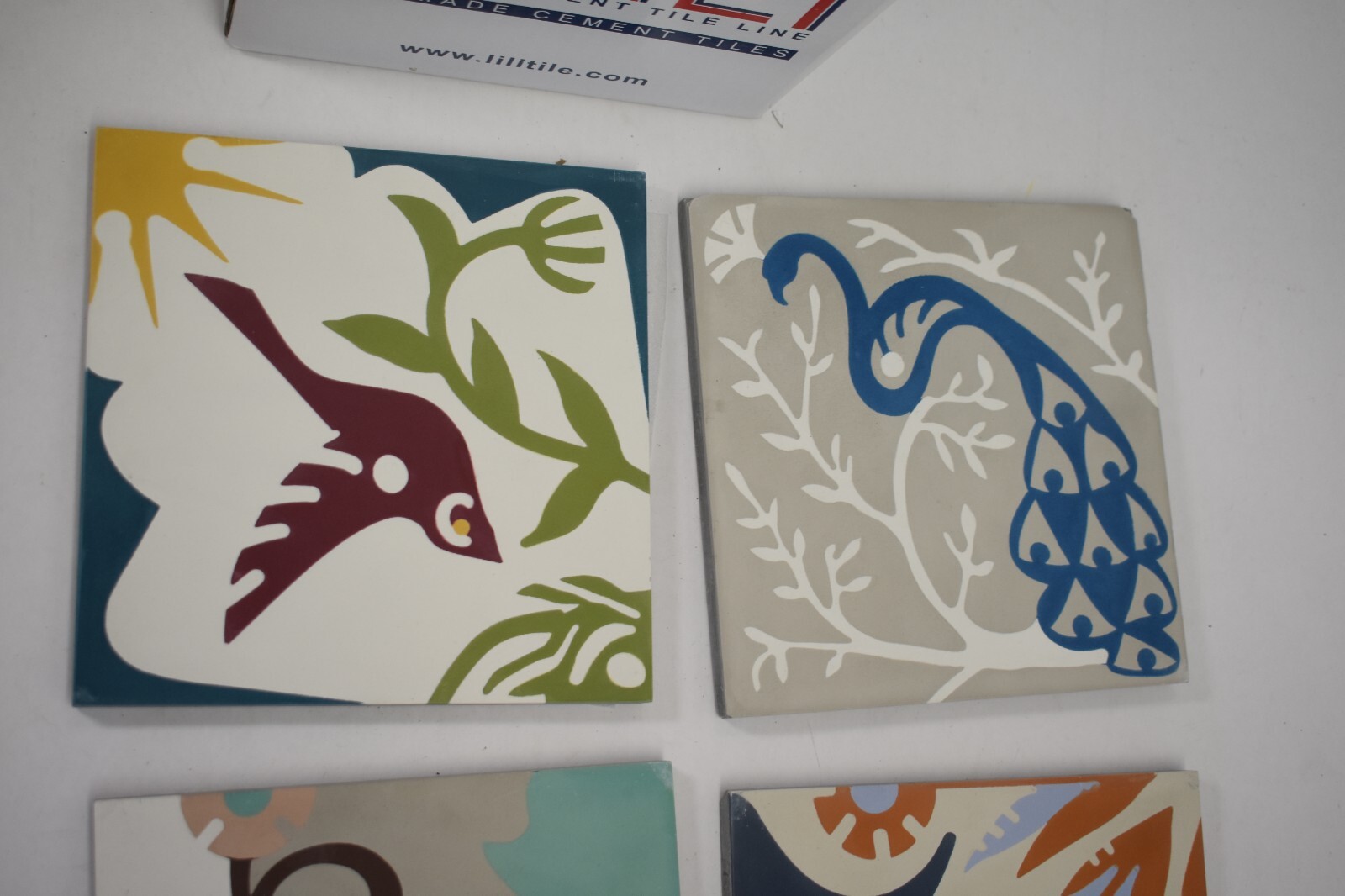 Lot of 10 LiLi Square Handmade Cement Tiles Assorted Styles 8″ x 8″ Inserts