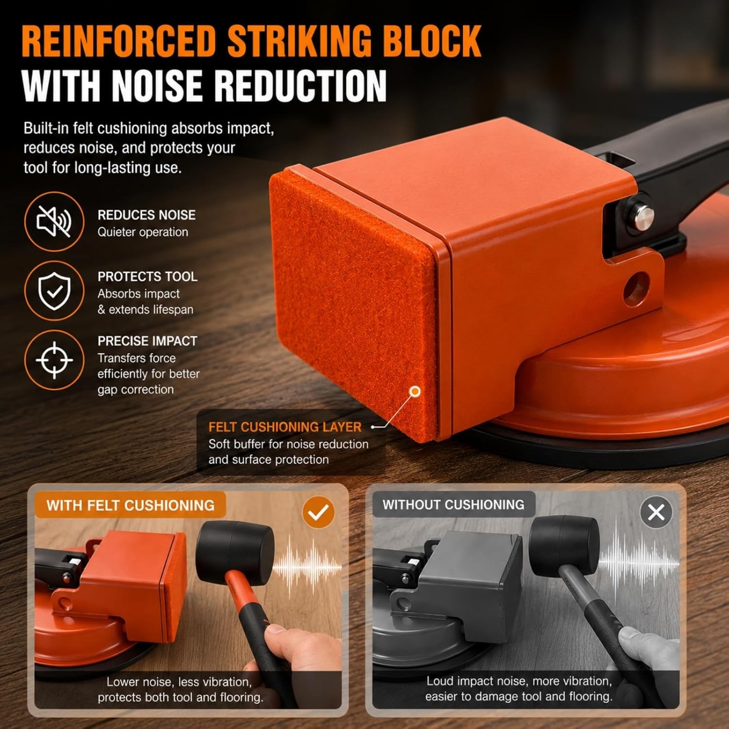 Floor Gap Fixer Tool with Suction Cup for Hardwood-Laminate and Vinyl Flooring