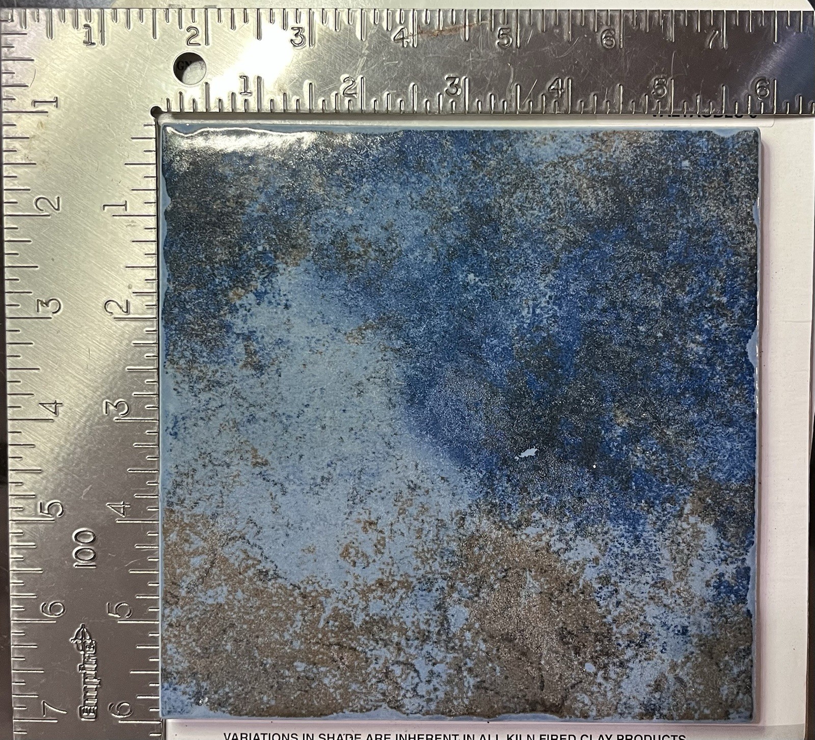1 Ceramic Stone Pool Tile Blues & Browns 6×6 Glossy Finish