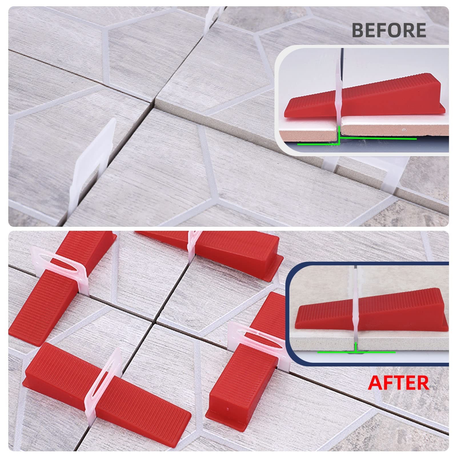 Tile Leveling System Kit – 1000 Tile Spacers Clips & 200 Reusable Wedges, Tool f