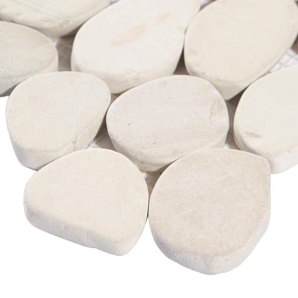 Countryside Sliced round 11.81 In. X 11.81 In. White Floor and Wall Mosaic (0.97