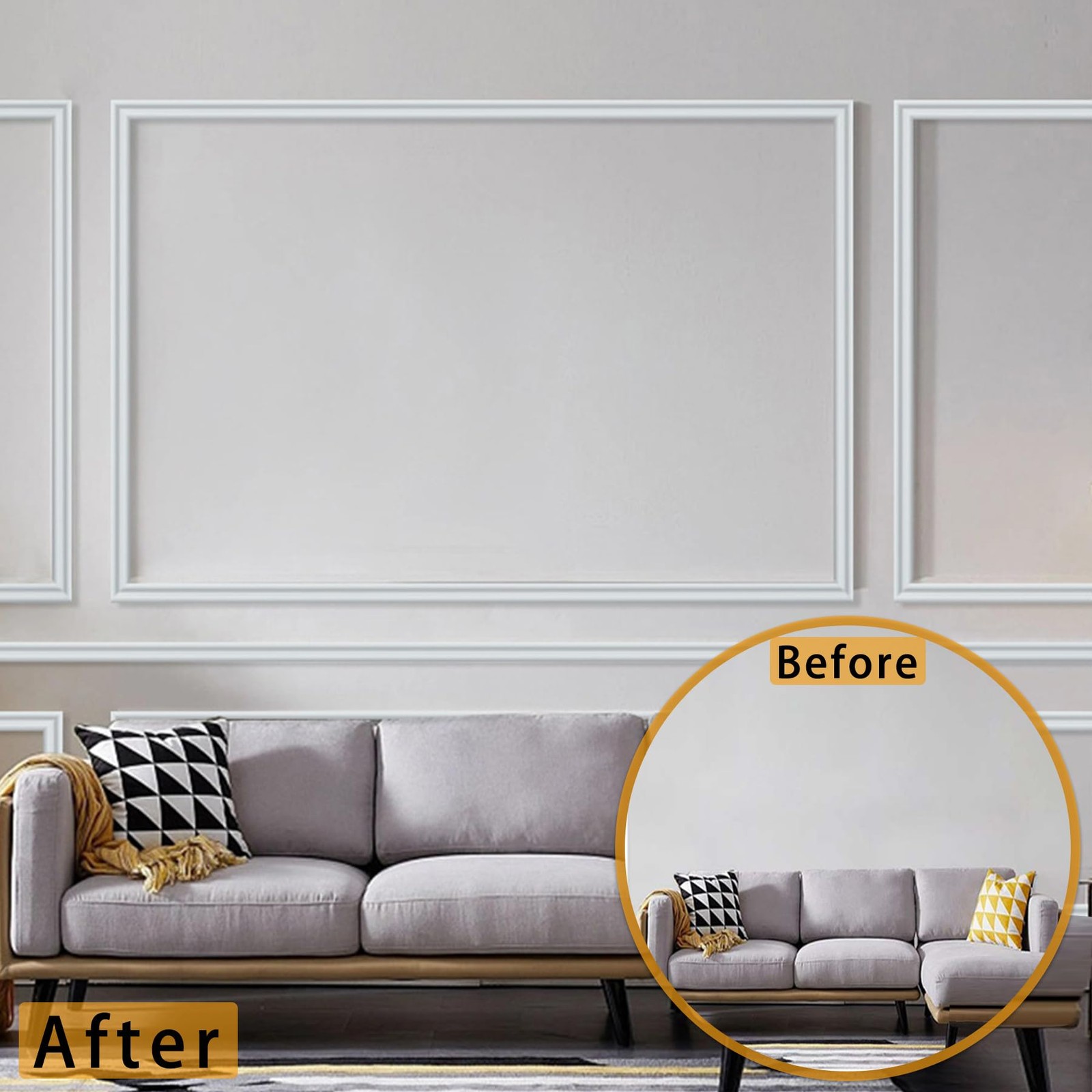 Hungbak 480″L x 1.6″W Peel and Stick Chair Rail Panel Molding, Pre-Primed Tri…