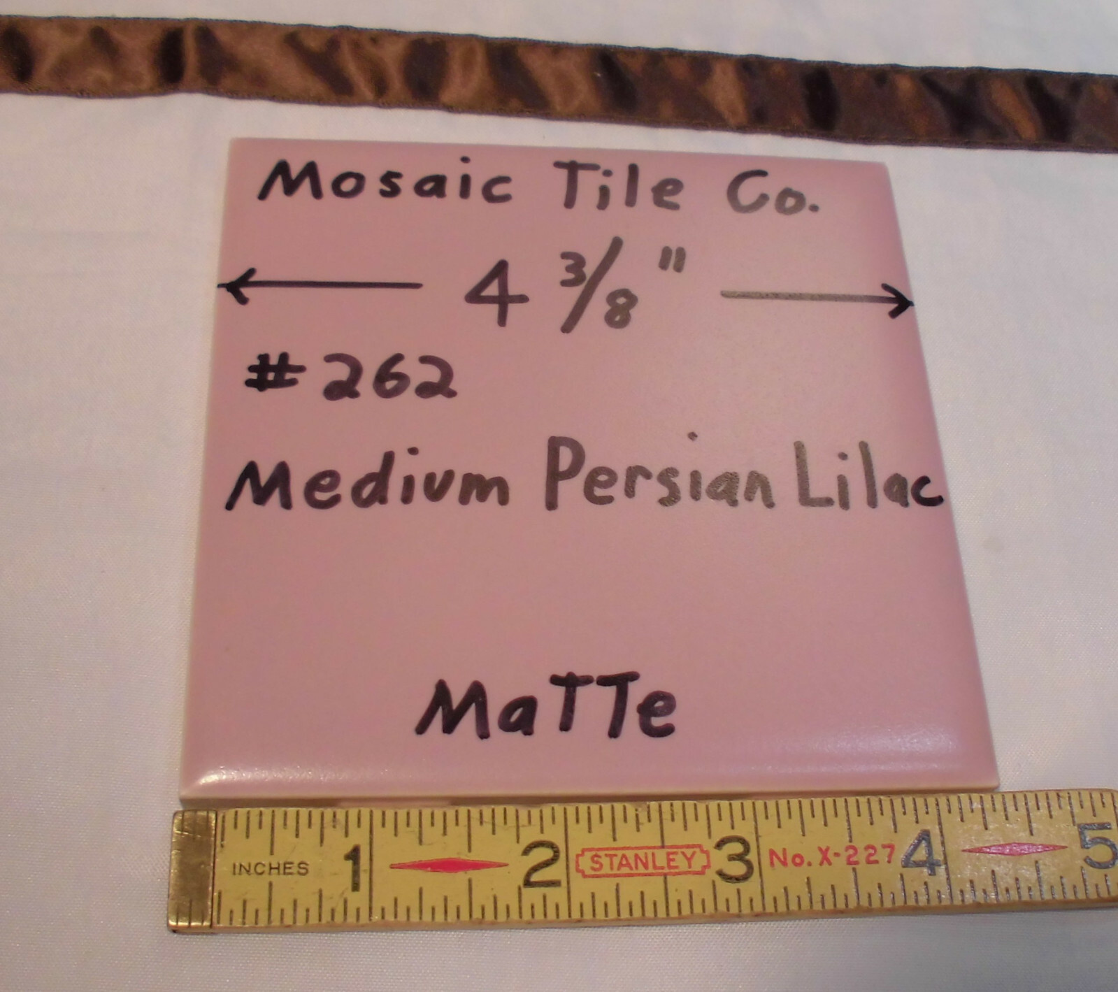 1 pc. *Medium Persian Lilac* Matte Ceramic Tile by Mosaic Co. 4-3/8″ Pinkest NOS