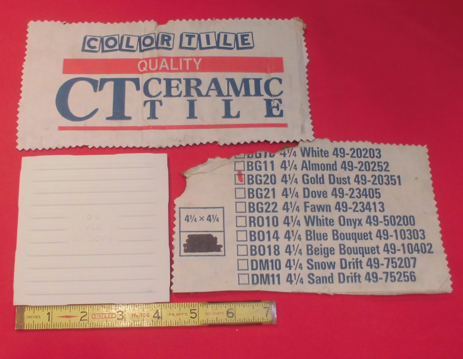 1 pc. Gold Dust: by Color Tile Co. 4-1/4″ Glossy Ceramic Tile: Made 1970’s-90’s