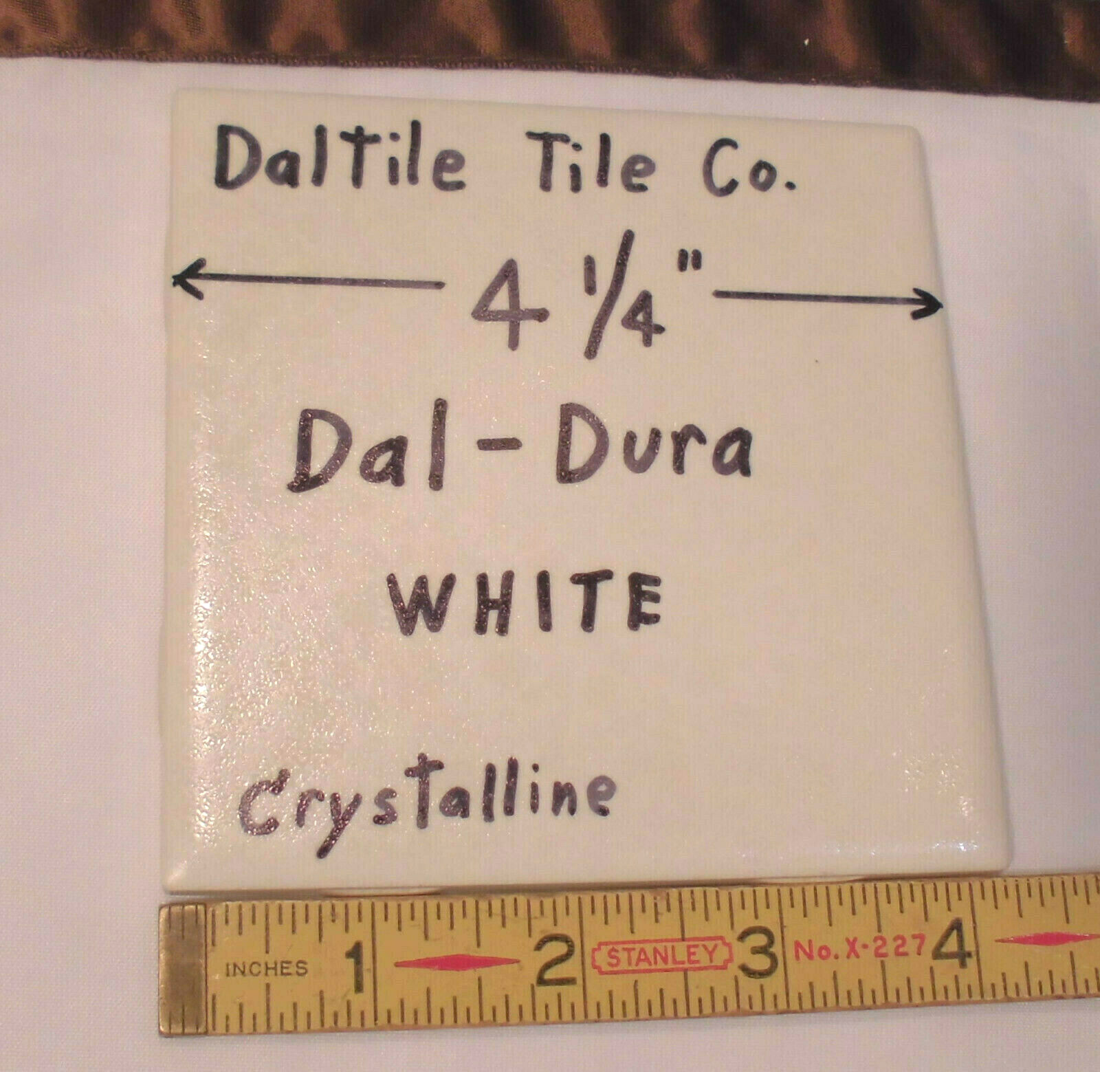 1 pc. *White* Ceramic Tile by Daltile 4-1/4″ Dal-Dura; Crystalline, Matte, New