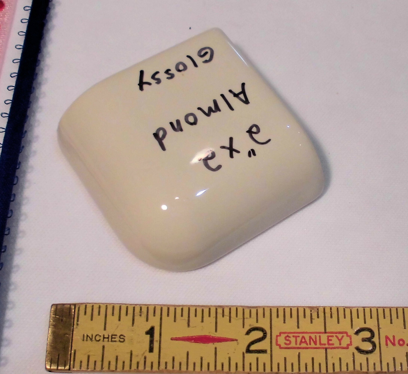 1 pc. *Gloss Almond* Ceramic Bullnose Outside Corner Tile 2″ X 2″ Daltile & A.O.