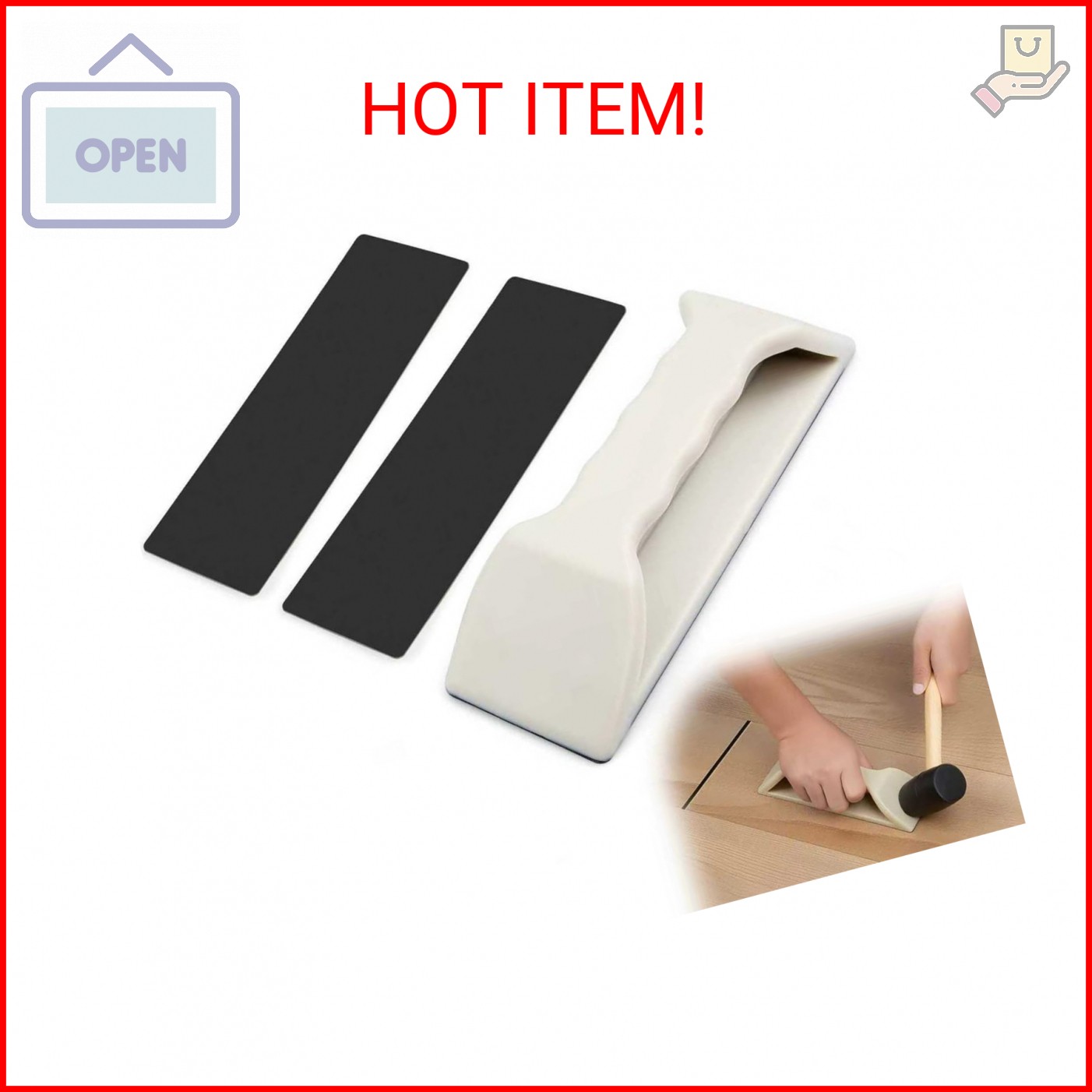 Floor Gap Fixer Tool Kit – Heavy-Duty Plank Grabber & Washable Adhesive Pad for
