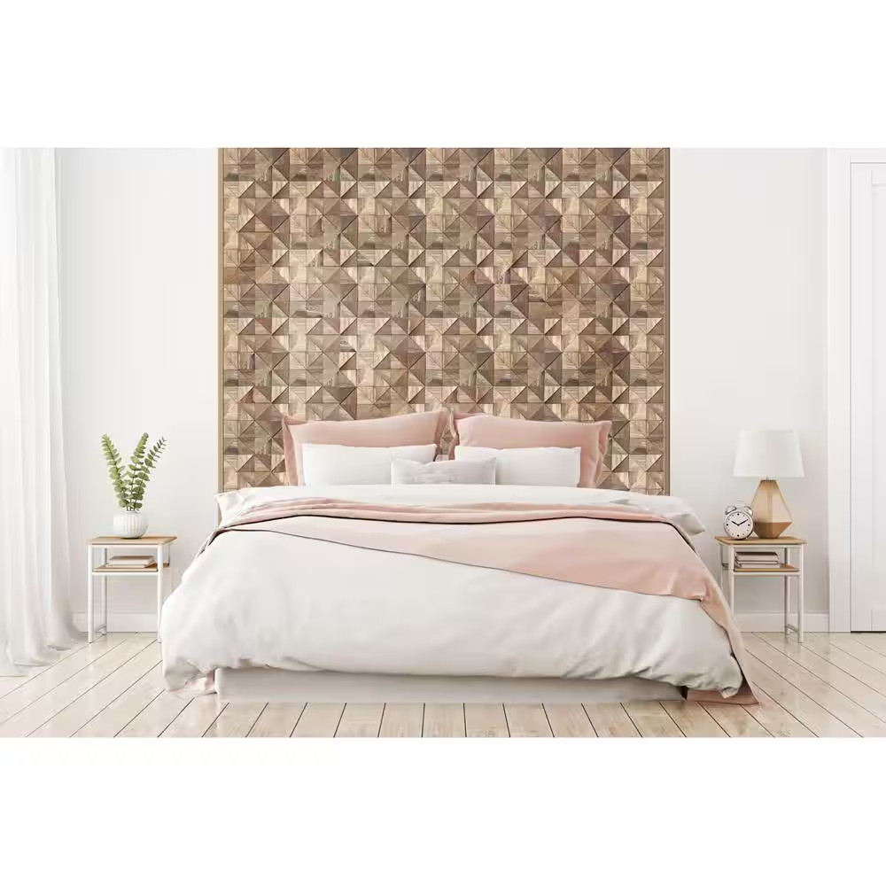 11-7/8 In. X 11-7/8 In. X 1/2 In. Authentic Boat Wood Mosaic Wall Tile Natural (