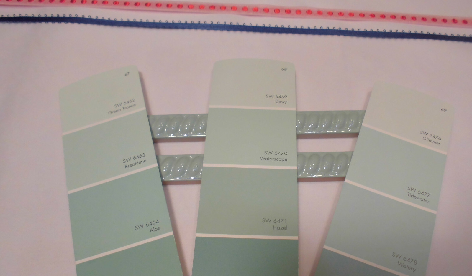 10 pcs. *Seafoam Green* Vintage Ceramic Liner-Pencil-Sizzle Tiles; 5/8″ X 6″ NOS