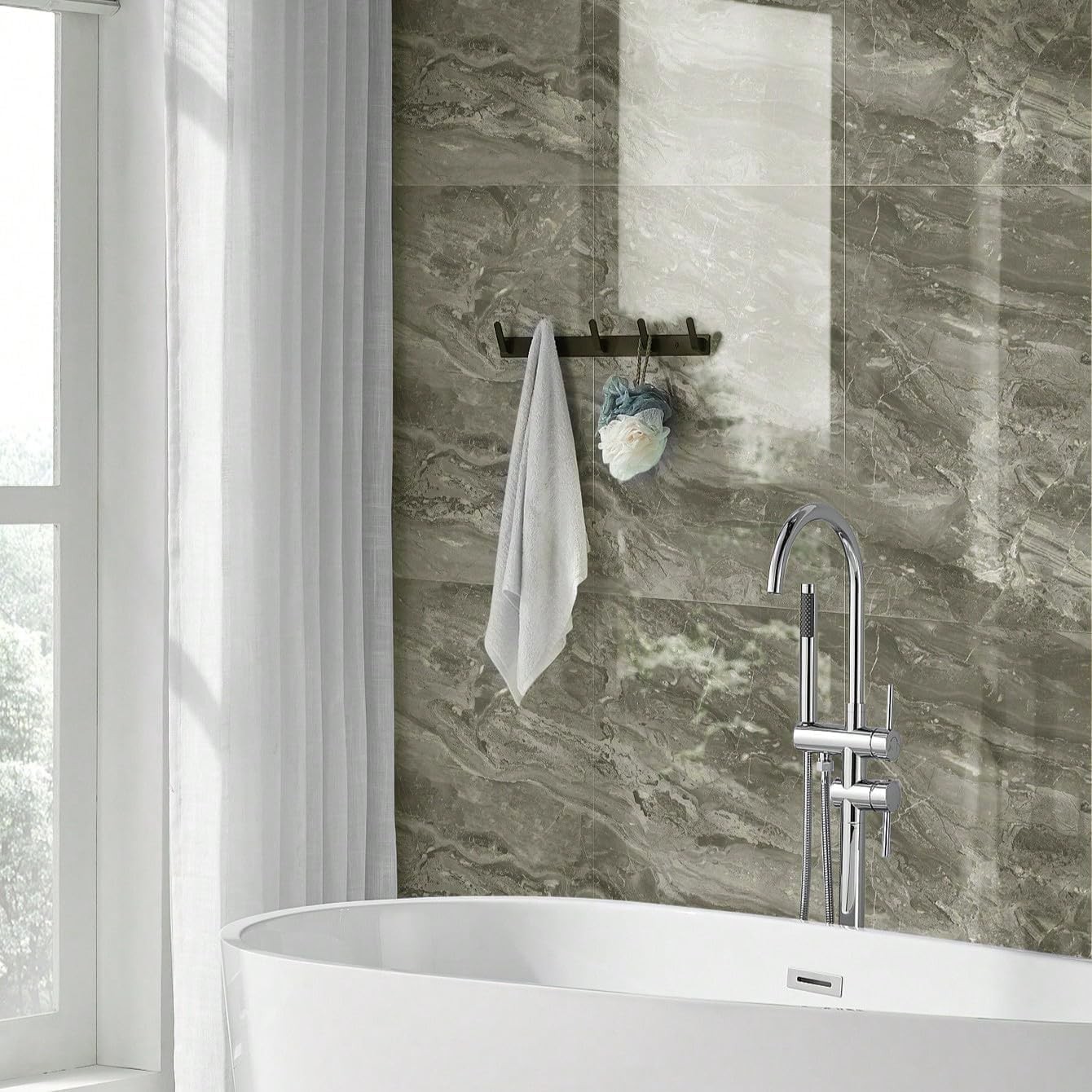 10pcs Marble Peel and Stick 23.6″ x 11.8″ x 2.5MM x 10Pack, Gray Tiles