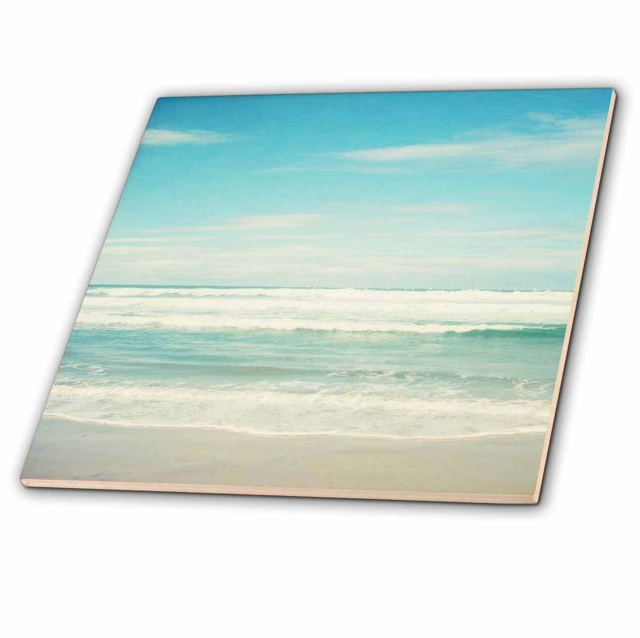 3dRose ct_164479_1 Gentle Ocean Waves Beach Theme Art Ceramic Tile, 4″