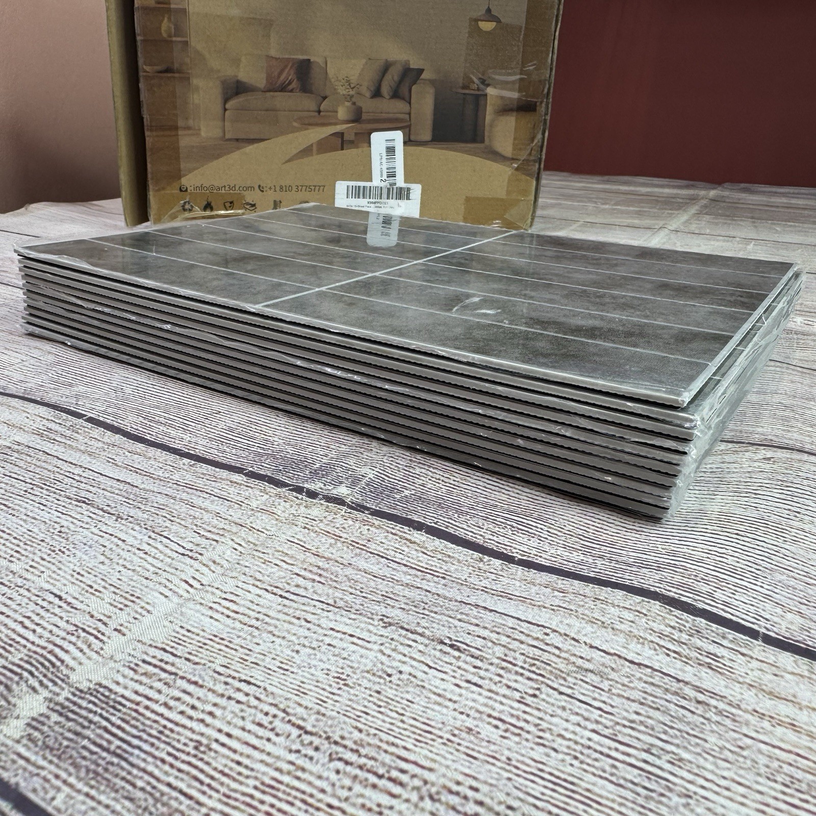 Art3d Peel & Stick Backsplash 10-Sheet Ash Grey Faux Stone Tile 7.2 Sq Ft