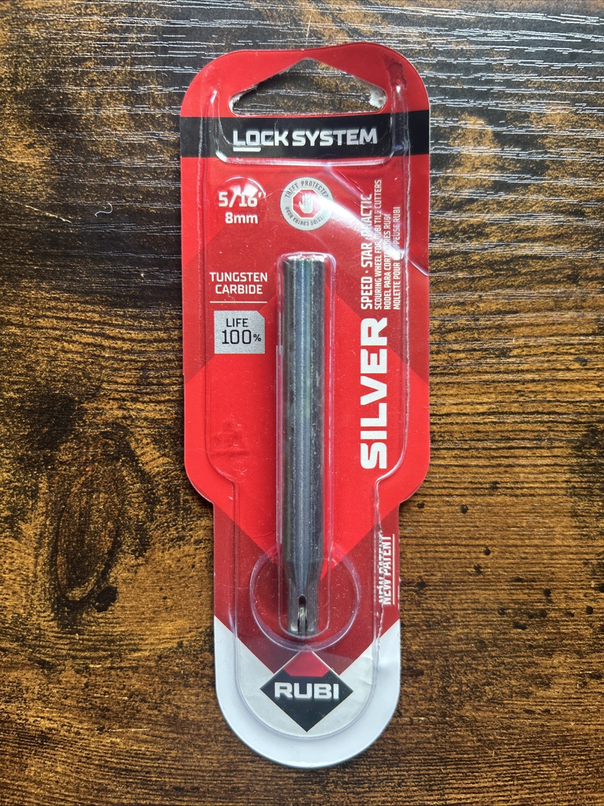 Rubi Tools Tungsten Carbide Silver Tile Scoring Wheel • 5/16″ 8mm • Life 100%