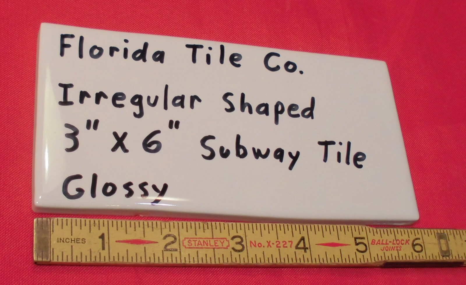 1 pc. *Irregular White* Subway Glossy Ceramic Tile 3″ X 6-1/16″ Florida Co. New